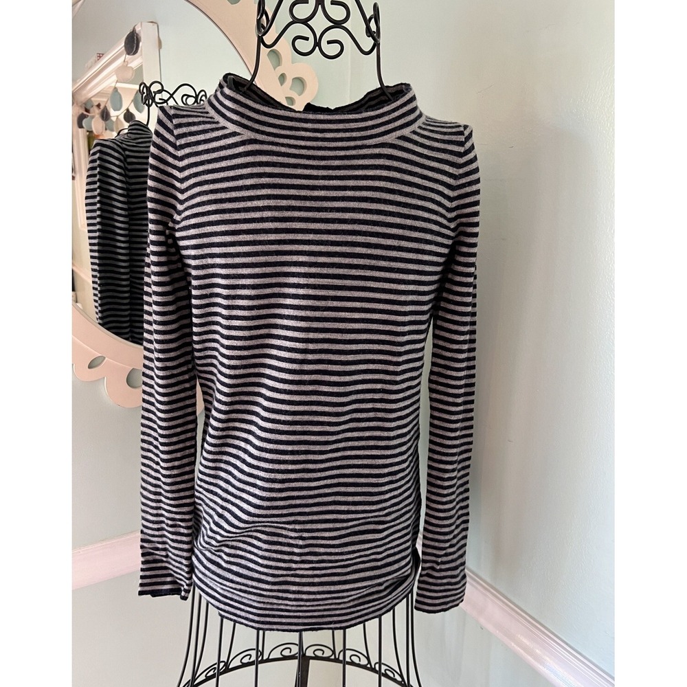 J.Crew Merino Crew Neck Striped Sweater Gray Navy XS